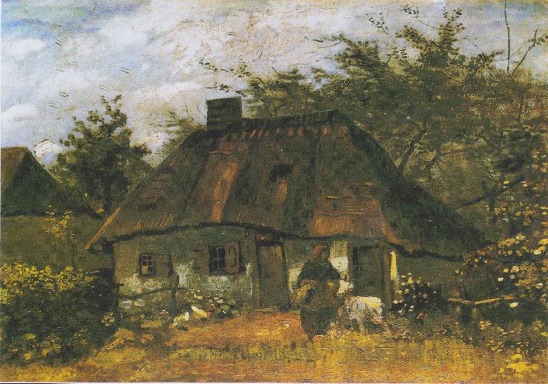 Vincent Van Gogh Farmhouse and Woman with Goat France oil painting art